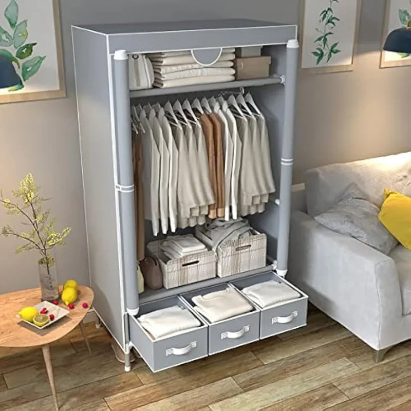 ASSICA Portable Clothes Closet Rolling Door Wardrobe with