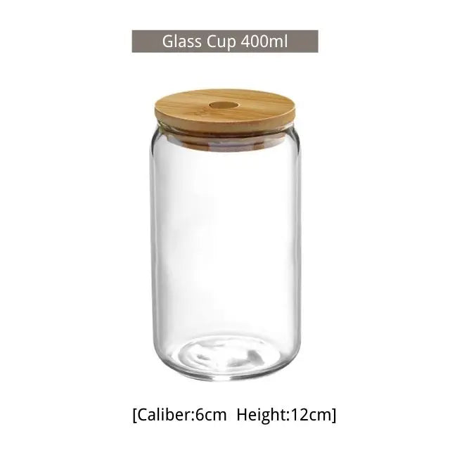 550ml/400ml Glass Cup With Lid and Straw Transparent