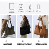 Women Canvas Shopping Bag Large Capacity Eco Handbag Reusable Harajuku Commuter Bags Simple Tote Bag Foldable Shoulder Bag 2024