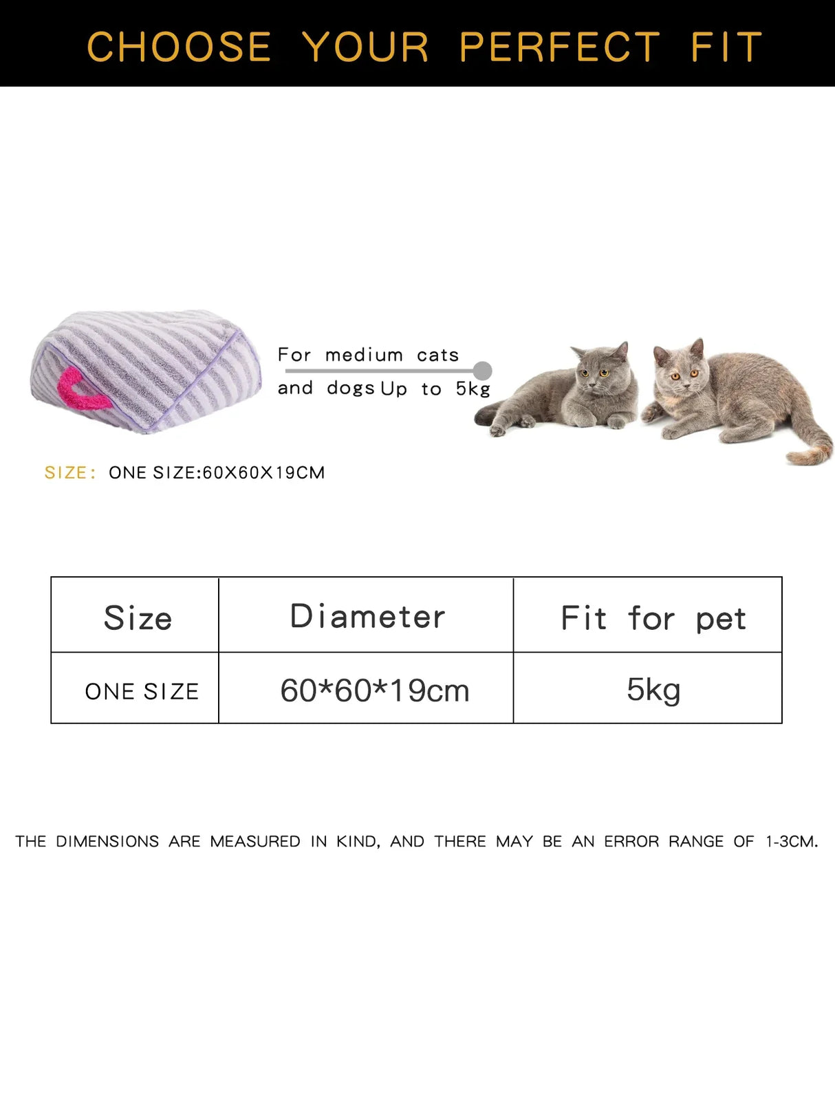 Bed for Cats Purple Pet Products Stripes Goods