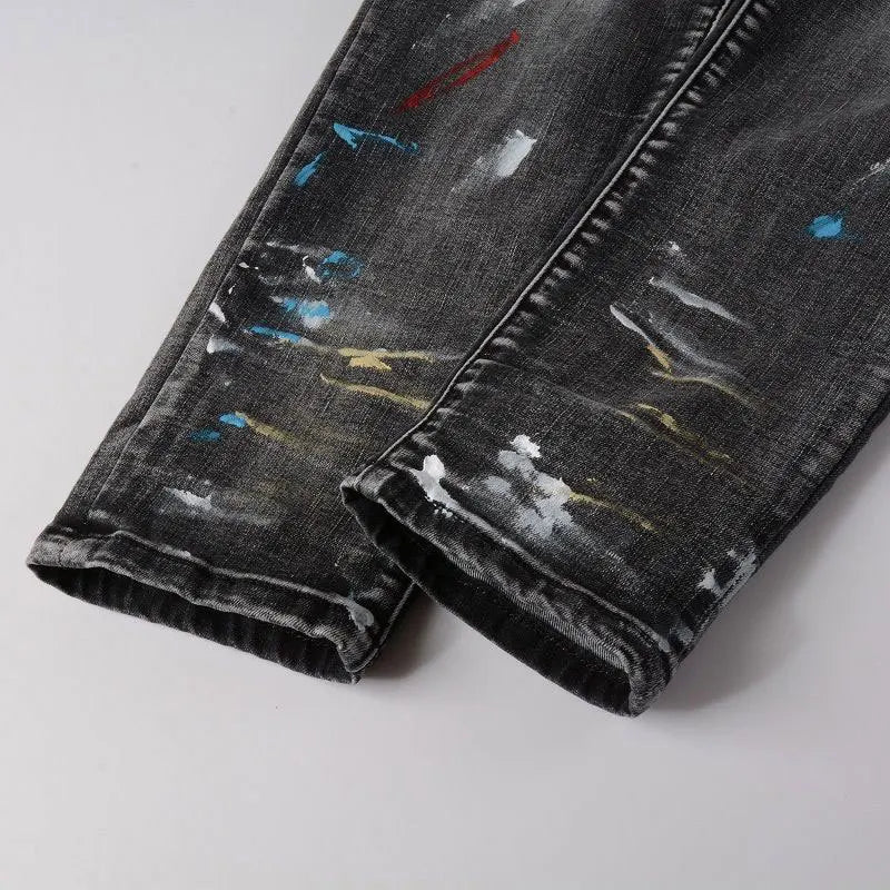 Skinny Tapered Trouser New Retro Splash Ink Jean
