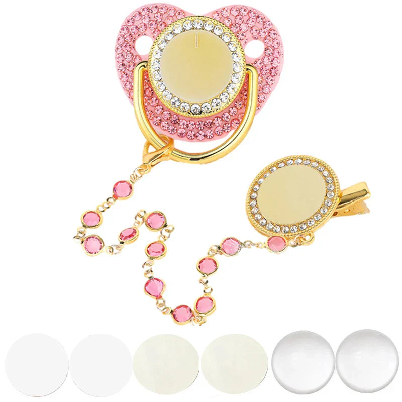 Blank Personalized Baby Pacifier with Chain Clips Covers