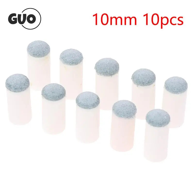 10pcs 10mm Slipon Billiards Cue Tips Protector Pool
