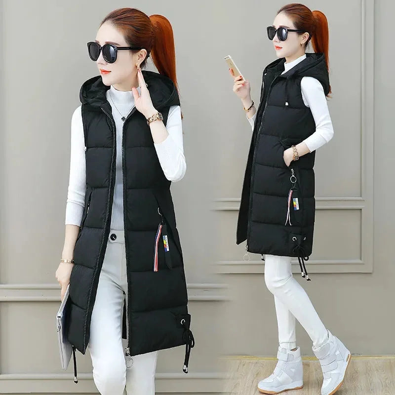 2023 New Autumn Winter Women Long Parkas Vest