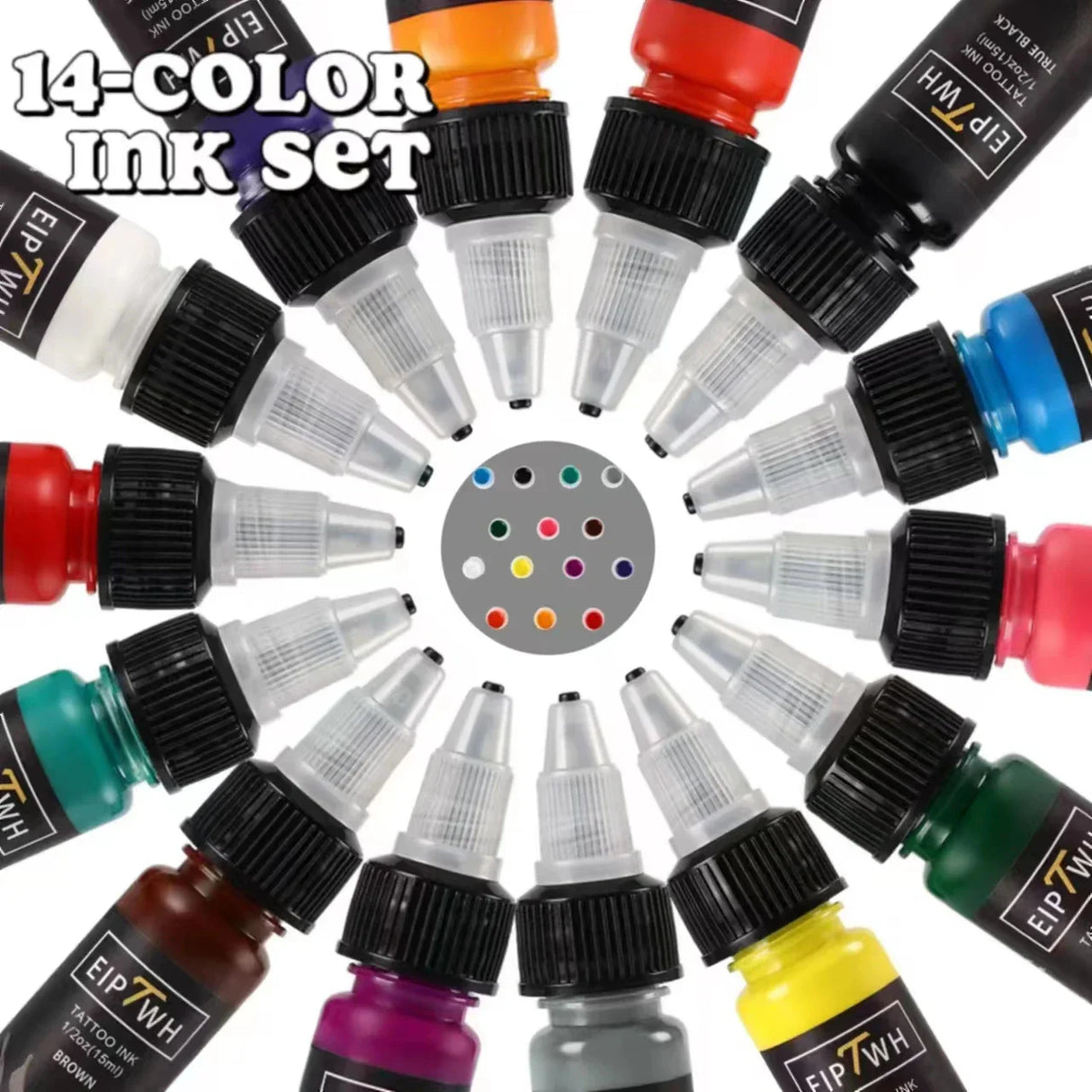 7/14 color tattoo ink set, 0.5oz (15ml), professional