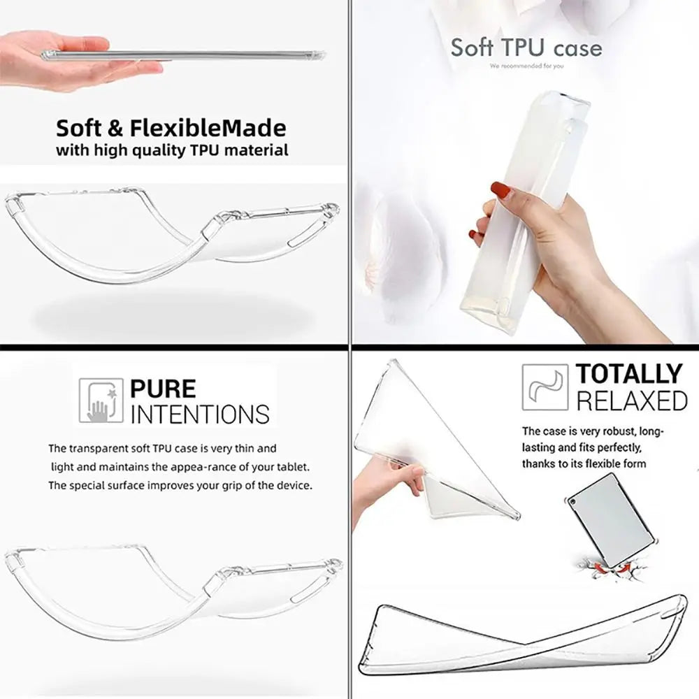 with Pen Slot Tablet Case TPU Transparent E-book