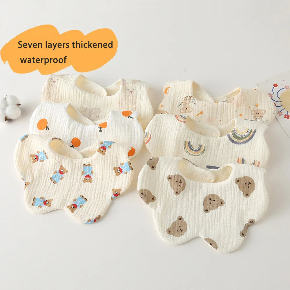 New Thickened 7 Layers Cotton Waterproof Baby Bibs