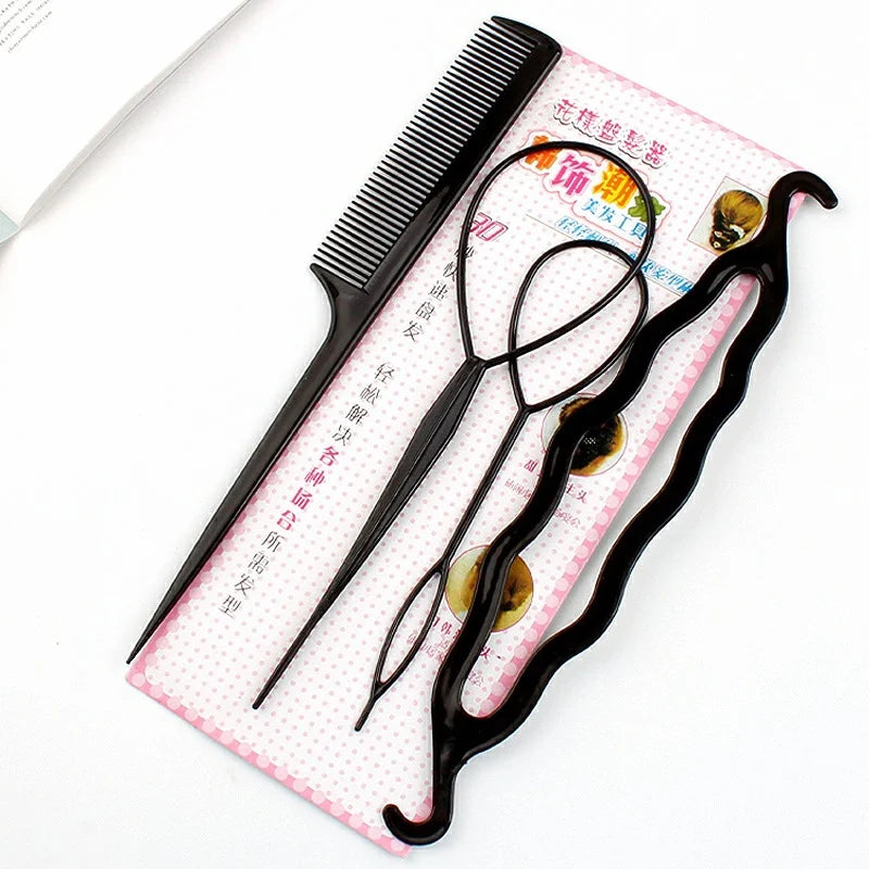 4pcsSet Women DIY Hair Tail Tools Donut Bun