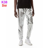 Mens Shiny Silver Metallic Jogger Sweatpants Hip Hop
