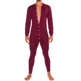 Mens Jumpsuit Romper Pajamas Casual Button Single-Breasted Bodysuit