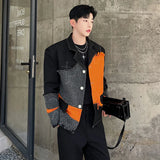 IEFB Trend Fashion Coat Personality Men Woolen Contrast