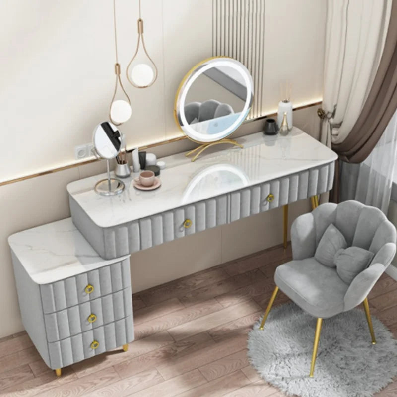 Luxury Nordic Dressing Table Mirror Chair Bedroom LED