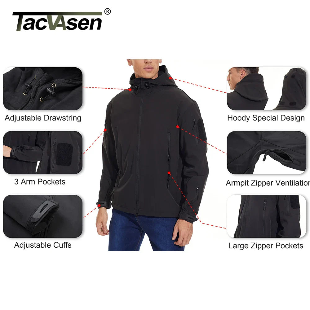 TACVASEN Winter Waterproof Fleece Lined Jackets Men's Safari