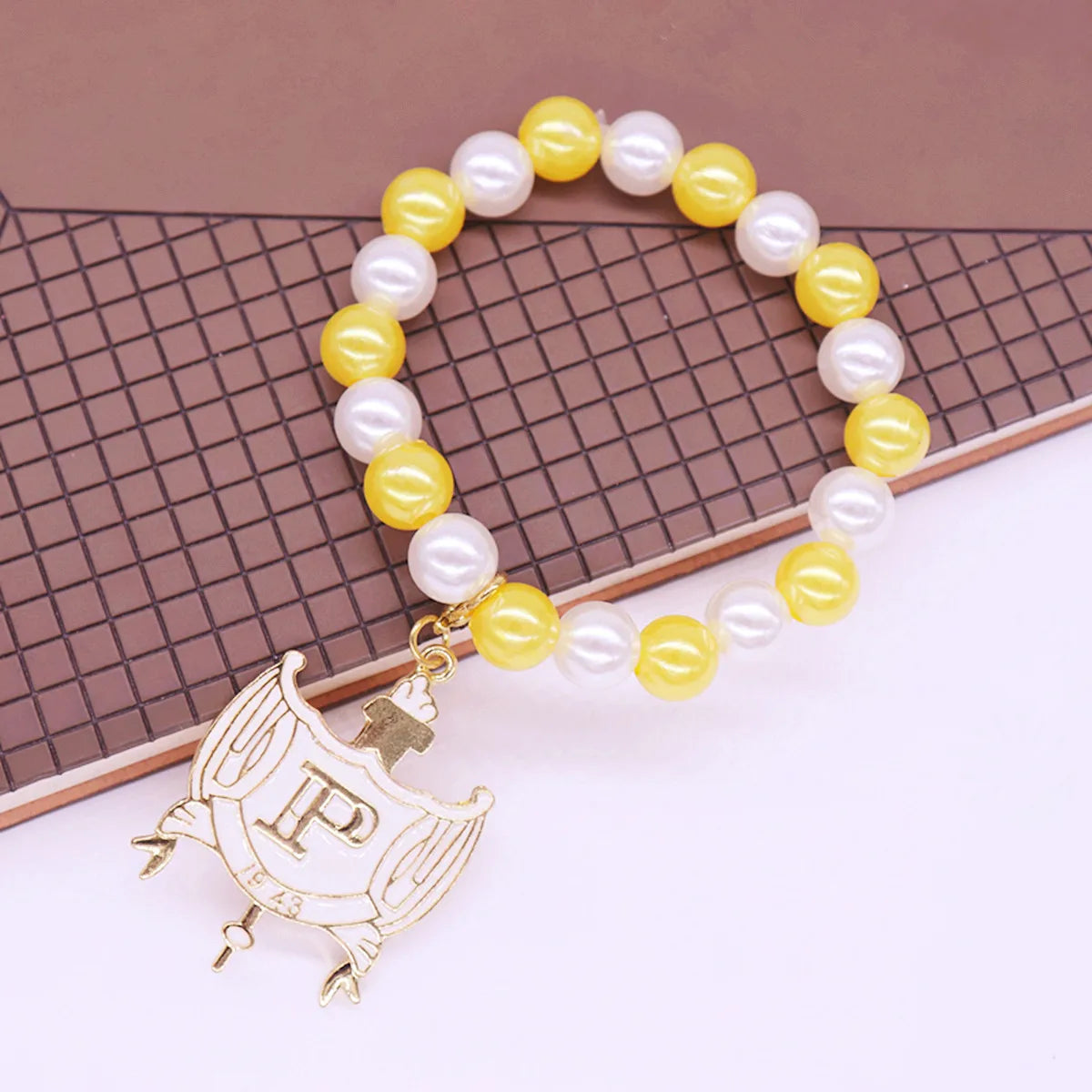 Stylish Stretch Elastic White Yellow Pearl Beads College