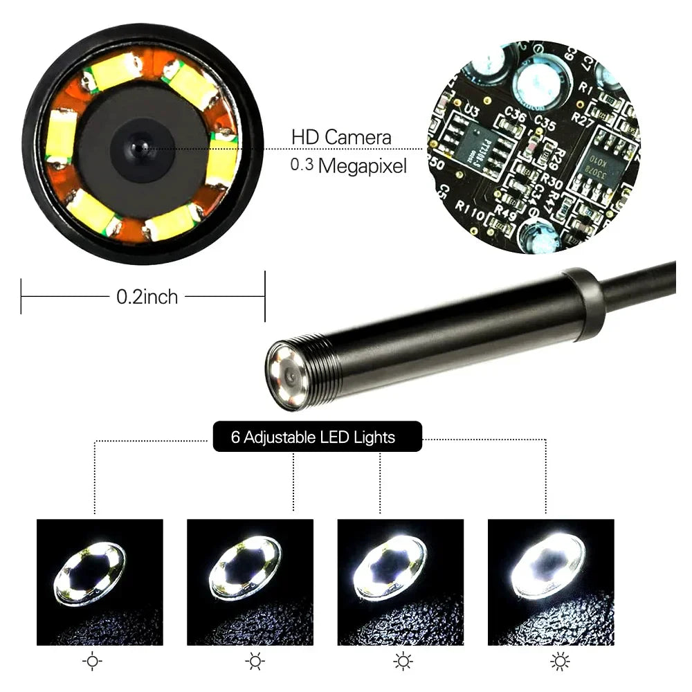 7mm Android Industrial Endoscope Camera IP67 Waterproof 3IN1