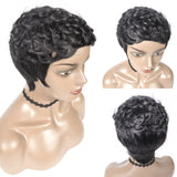 99J Burgundy Short Pixie Cut Wigs with Bangs
