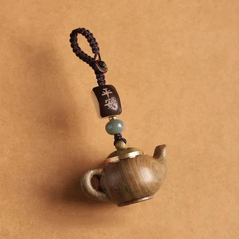 Original Green Sandalwood Openwork Carved Chinese Style Teapot