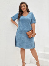 LIH HUA Women's Plus Size Denim Dress Summer