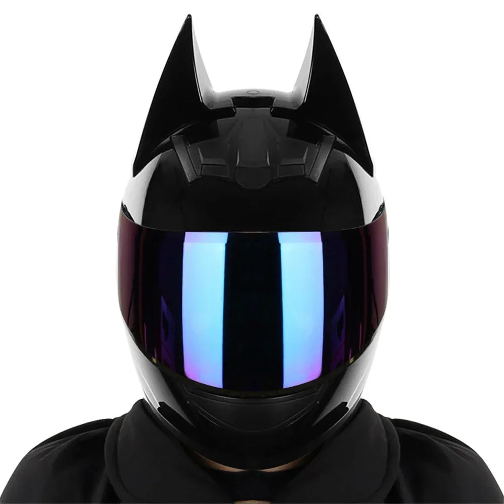 Motorcycle Helmet Full Face Bat Ears For Man Detachable Horns Summer Breathable Motorcross Racing MotorBike Safety Moto Helmets