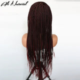 Ombre Burgundy 13x6 Lace Frontal Braids Wig Synthetic
