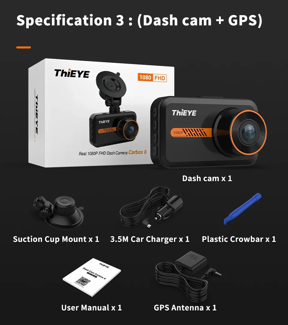 ThiEYE 3.0 Inch Dash Cam Dual Lens 1080P