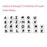 Keep&Grow 100Pcs 12MM Silicone Letter Beads BPA Free