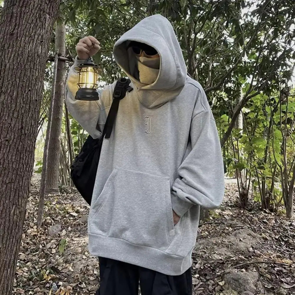 Solid Color Men Sweatshirt Japanese Harajuku Urban Streetwear
