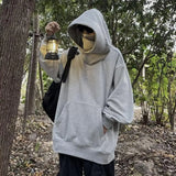 Solid Color Men Sweatshirt Japanese Harajuku Urban Streetwear