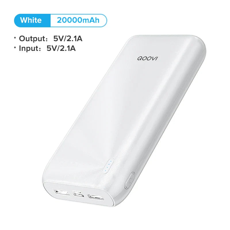 QOOVI 10000mAh Power Bank Ultra-thin Portable Charger For