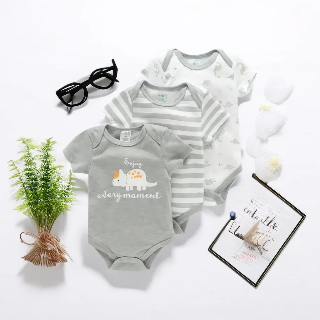 3PCS Infant Baby Cute Graphic One-piece Clothes For