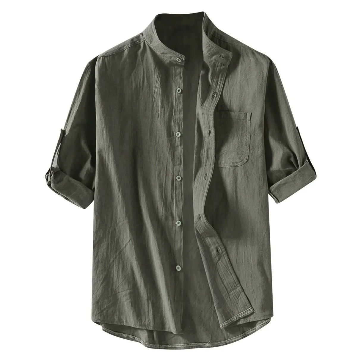 Hot Male Summer Cotton Linen Shirt Solid Casual