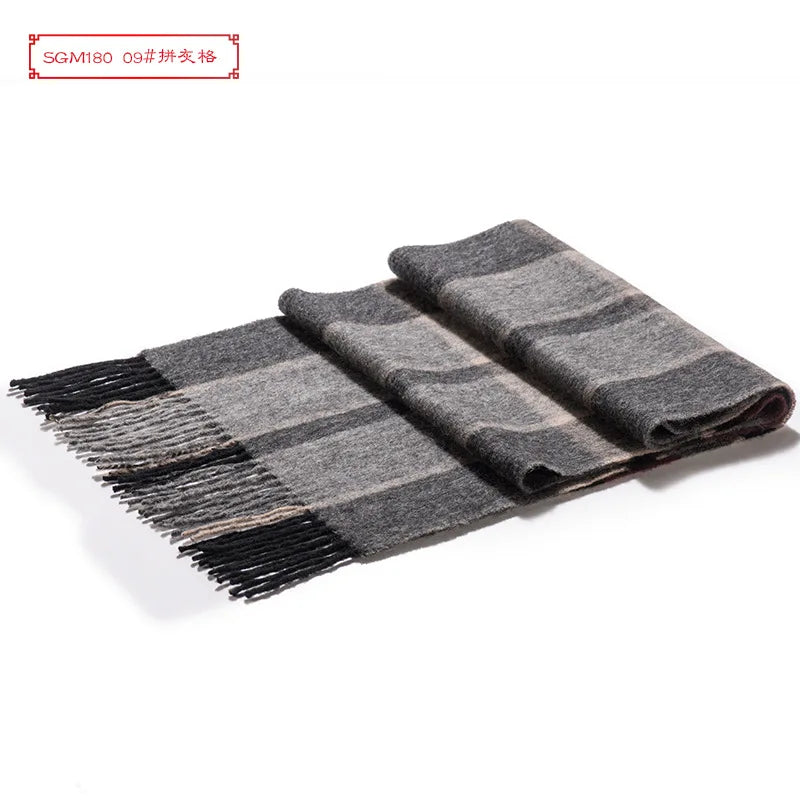 High Quality 100 Wool Scarf Men Autumn Winter