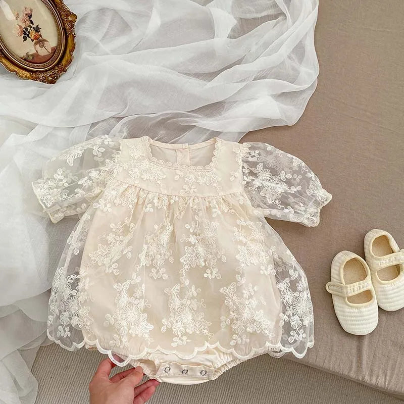 MILANCEL 2023 Summer Baby Clothes Lace Embroidery Girls