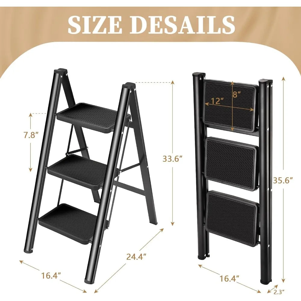 3 Step Ladder Folding Step Stool, 330 Lbs