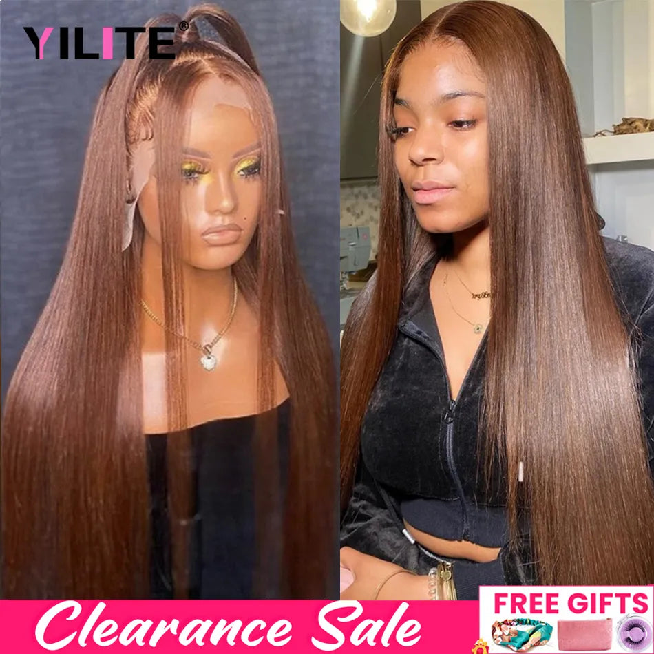 Brown Straight 13x4 Lace Front Human Hair Wigs