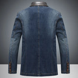 Casual Suit, Navy Blue Denim Suit Men's Jacket