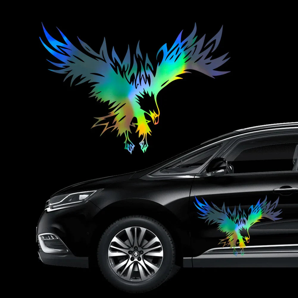 Reflective Laser PVC Eagle Graphics Sticker for Car Door Hood Body Side Decals Vinyl Auto Exterior Styling Film Foil Sheets