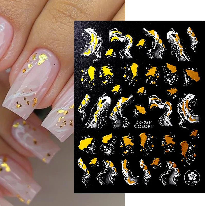 Purple Marble Nails Stickers Smoke Design Manicure Decals