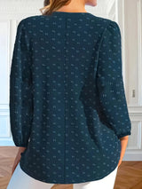 Plus Size Womens Solid Swiss Dot Long Sleeve