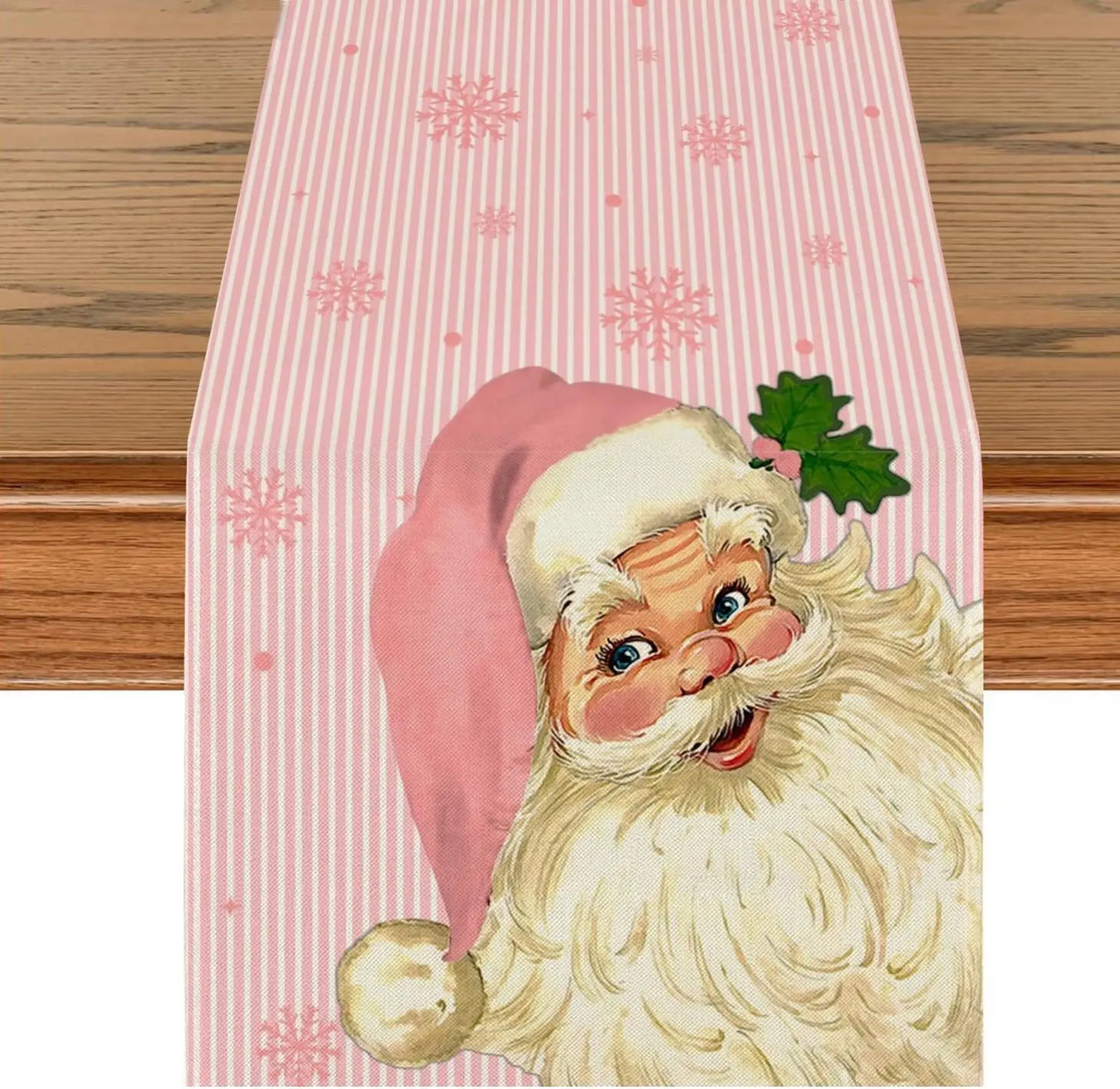 Pink Santa Claus Theme Decoration Kitchen Table Rectangular
