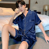 Satin Sleepwear Clothes Solid Ice Color Sleeve 2pcs