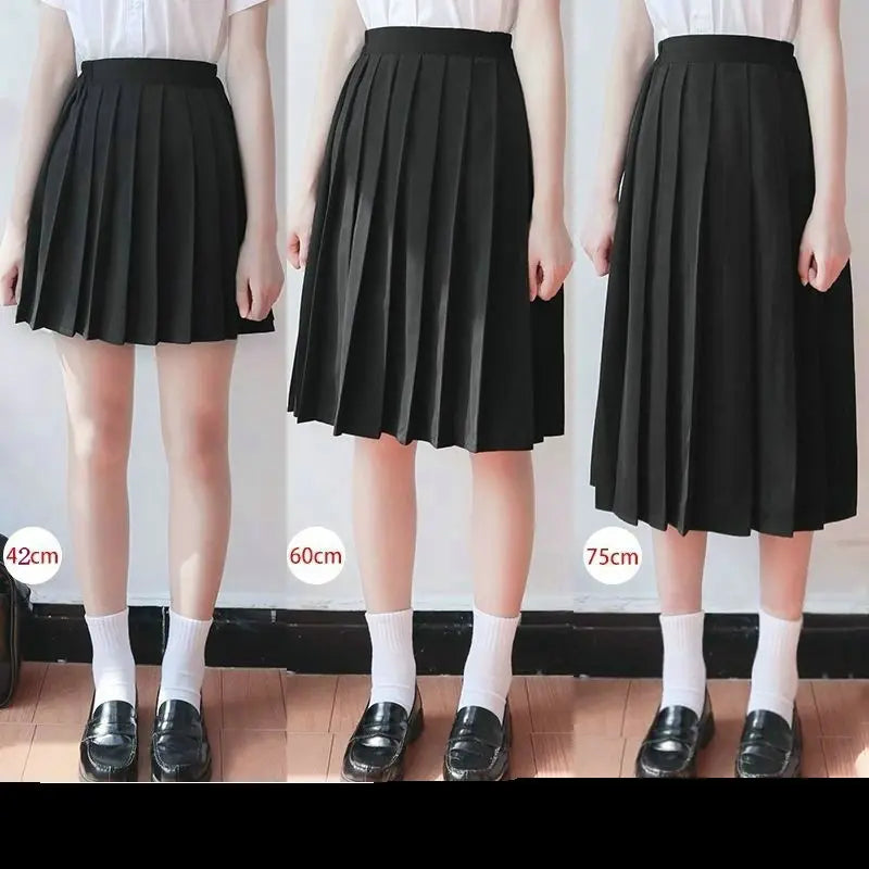 Japanese Student Girls Skirt School Uniform Solid Color