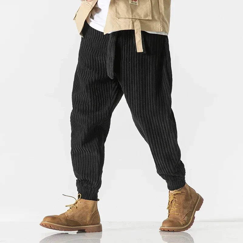 Winter New Japanese Men's Waistband Corduroy Harem Pants