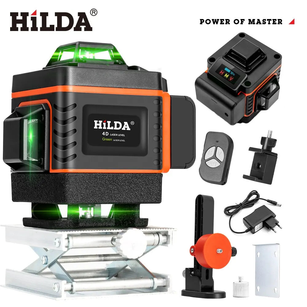 HILDA 16/12Lines 4D Laser Level Green Line SelfLeveling