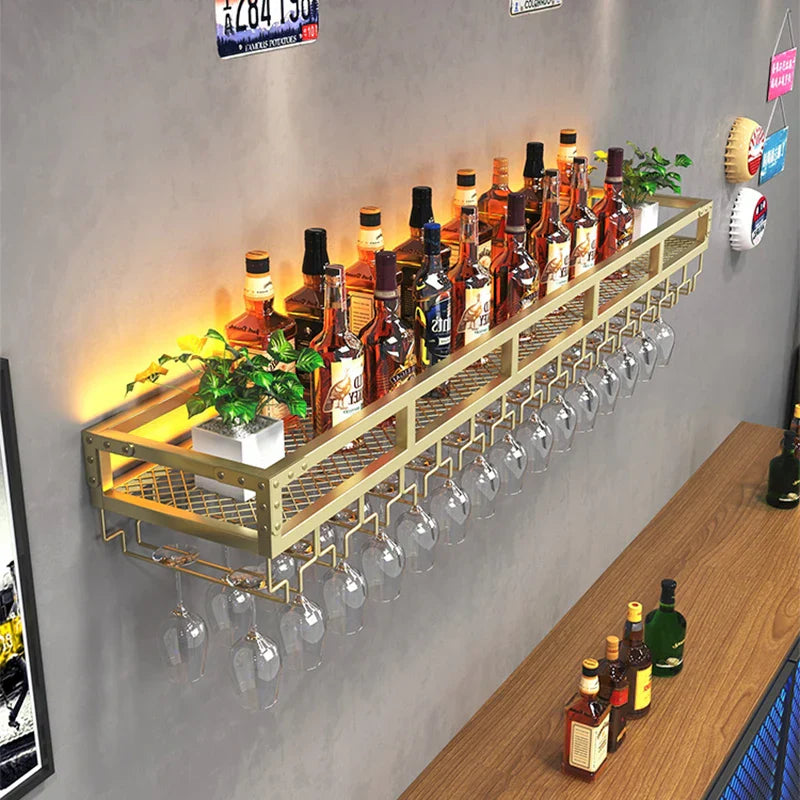 Bar Metal Wine Rack Display Wall Mounted Club