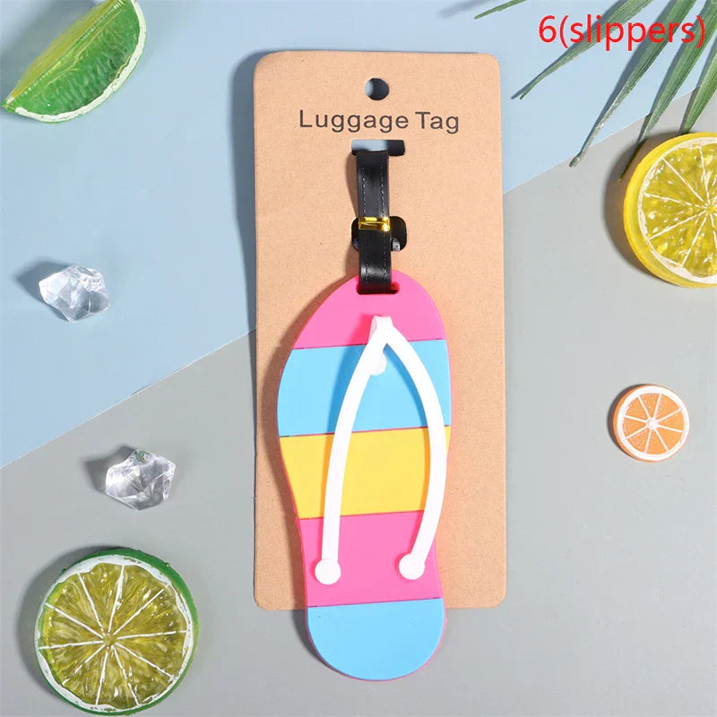 1PC Cute Cartoon Hawaiian Flamingo Silicone Luggage Tag