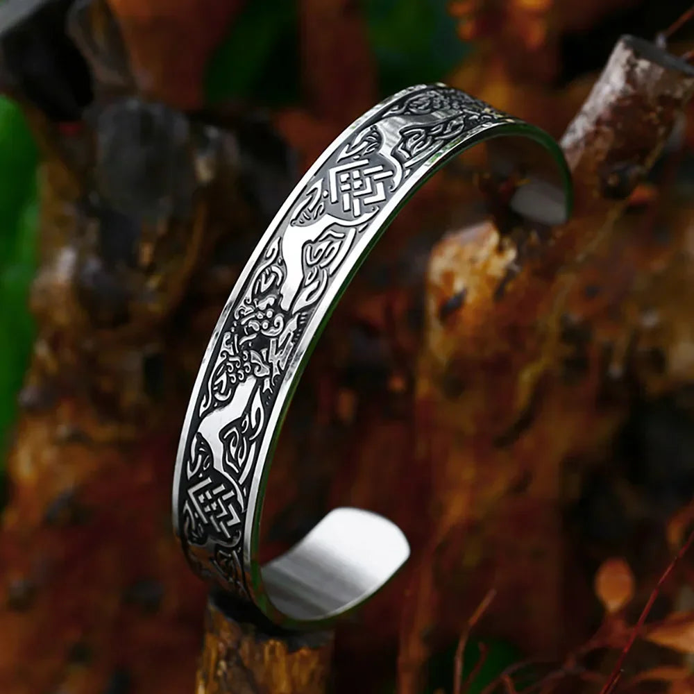 Black Stainless Steel Viking Rune Bracelets For Men