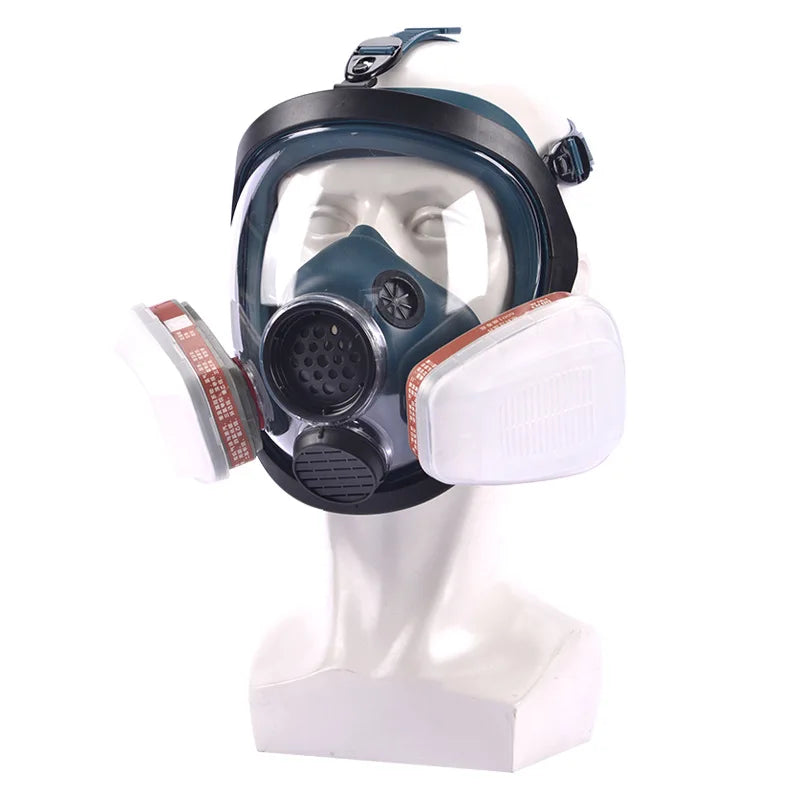 Protective mask, spray painted, chemical fire protection, wide