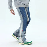 2024 Kanye Painting Patch Baggy Stacked Jeans Y2K