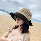 Outdoor Foldable Wide Brim Floppy Girls Straw Hat